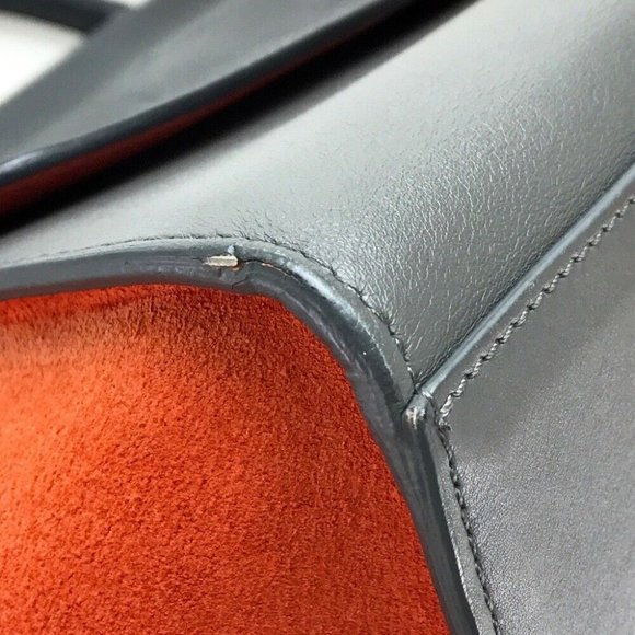 CELINE 2WAYHand Bag Trapeze Shoulder bag Gray x Black x Orange - Picture 9 of 12